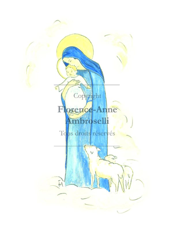 Vierge à l'Enfant doux agneaux