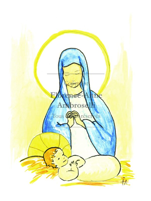 Image Douce Vierge Marie et son fils Jésus