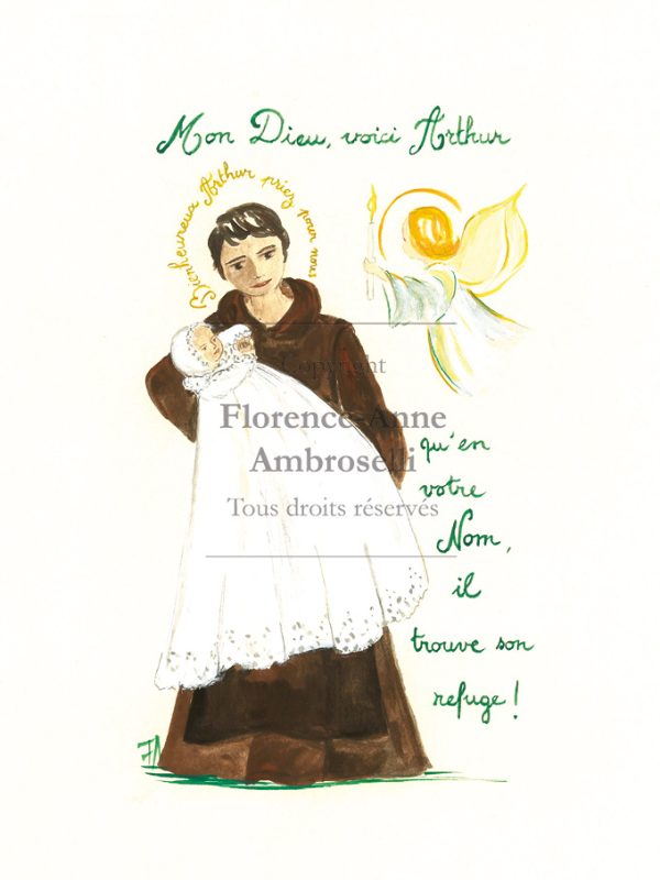 Pack 30 images baptême avec prénom Bienheureux Arthur