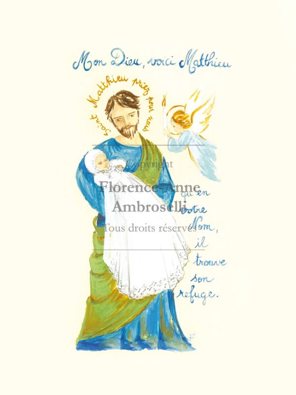 Pack 30 images baptême avec prénom Saint Matthieu