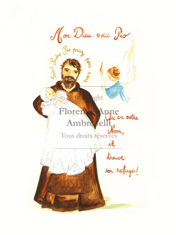 Pack 30 images baptême avec prénom Saint Padre Pio