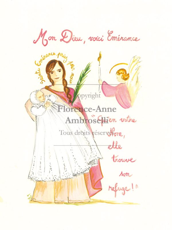 Pack 30 images baptême avec prénom Sainte Emérance