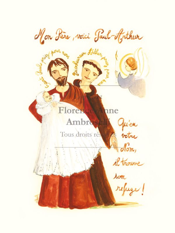 Pack 30 images baptême avec prénoms Saint Paul et Bienheureux Arthur