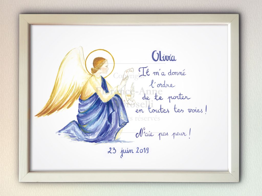 cadre personnalisé ange bleu