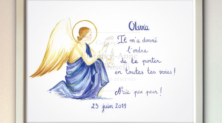 L'Atelier de l'Enfant Jésus - images pieuses images religieuses cadre personnalisé ange bleu