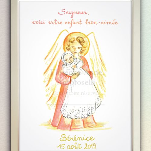 Cadre image Ange personnalisé Baptême