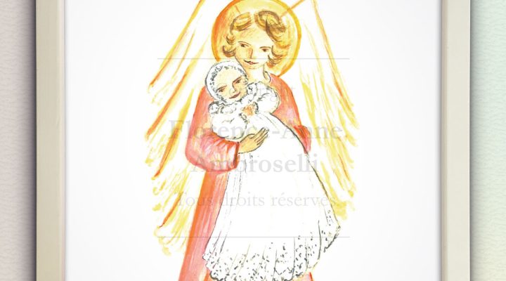 Cadre image Ange personnalisé Baptême