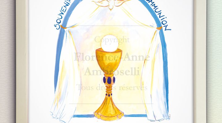 L'Atelier de l'Enfant Jésus - images pieuses images religieuses cadre personnalisé souvenir communion bleu 2-2-2