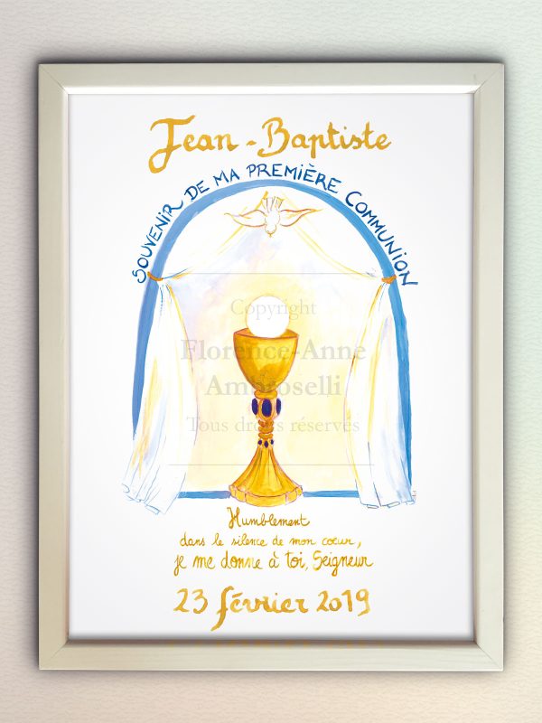 L'Atelier de l'Enfant Jésus - images pieuses images religieuses cadre personnalisé souvenir communion bleu