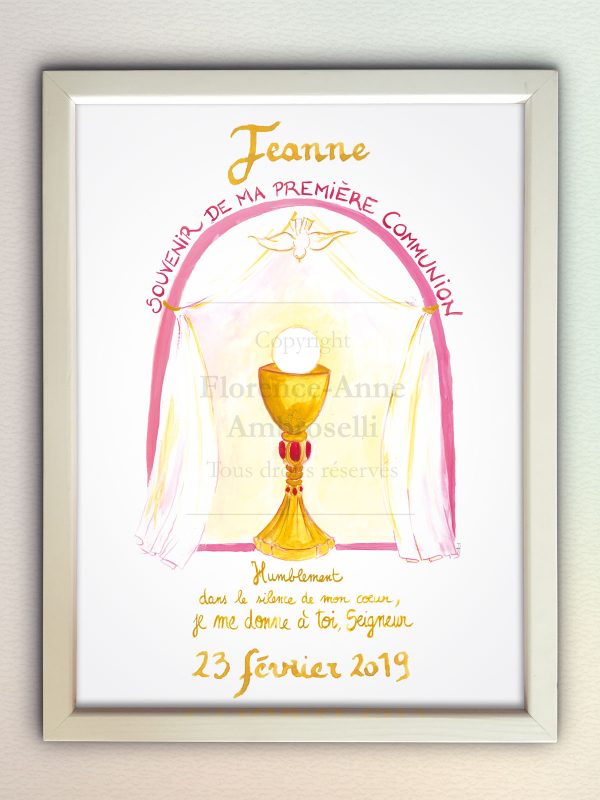 L'Atelier de l'Enfant Jésus - images pieuses images religieuses cadre personnalisé souvenir communion rose