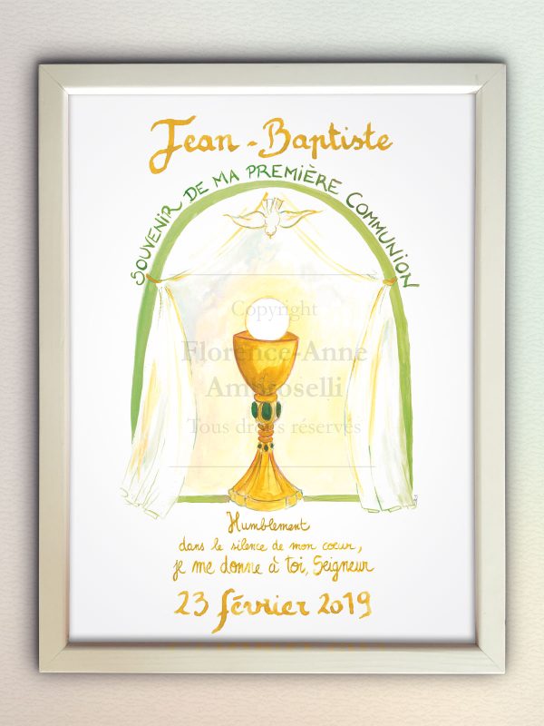 L'Atelier de l'Enfant Jésus - images pieuses images religieuses cadre personnalisé souvenir communion vert