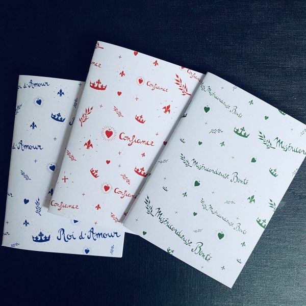 Les trois carnets "Roi d'Amour" - "Confiance" - "Miséricordieuse bonté"