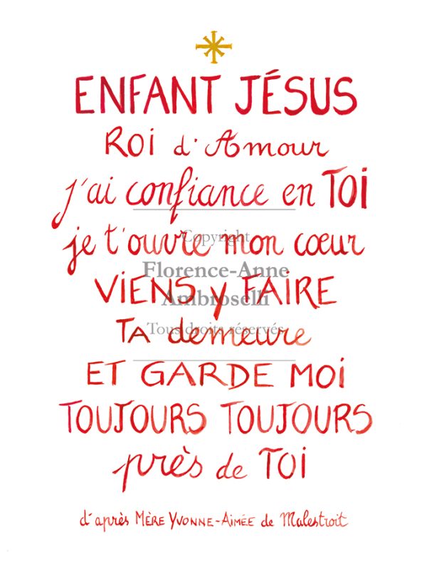 Enfant Jésus Roi d'Amour j'ai confiance en Toi d'Yvonne-Aimée de Malestroit