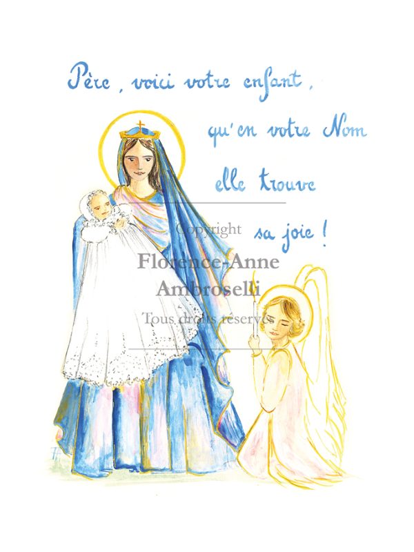 Image Baptême avec La Sainte Vierge Marie, petite fille