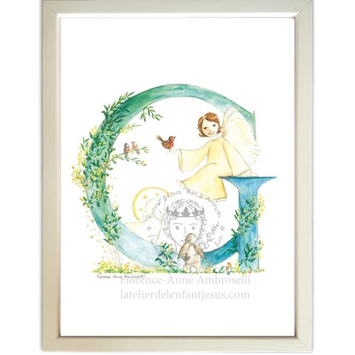 lettre g illustrée (collection ange, agneau, lapin)