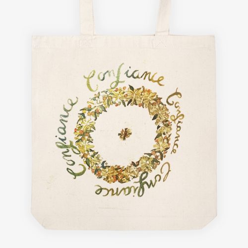 mini tote bag, les trois : confiance paix alléluia