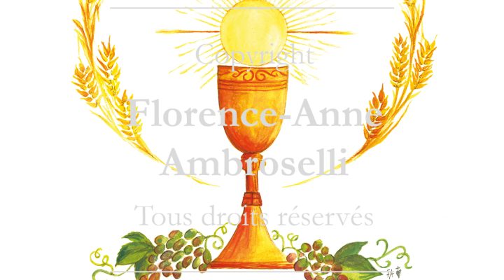 Image première communion : Communion Calice avec Sainte Thérèse