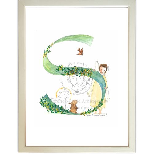 lettre s illustrée (collection ange, agneau, lapin)