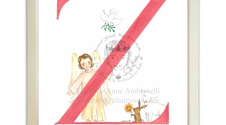 lettre z illustrée dans les tons roses