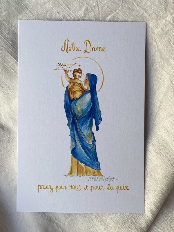 notre dame avec colombe priez pour nous et pour la paix