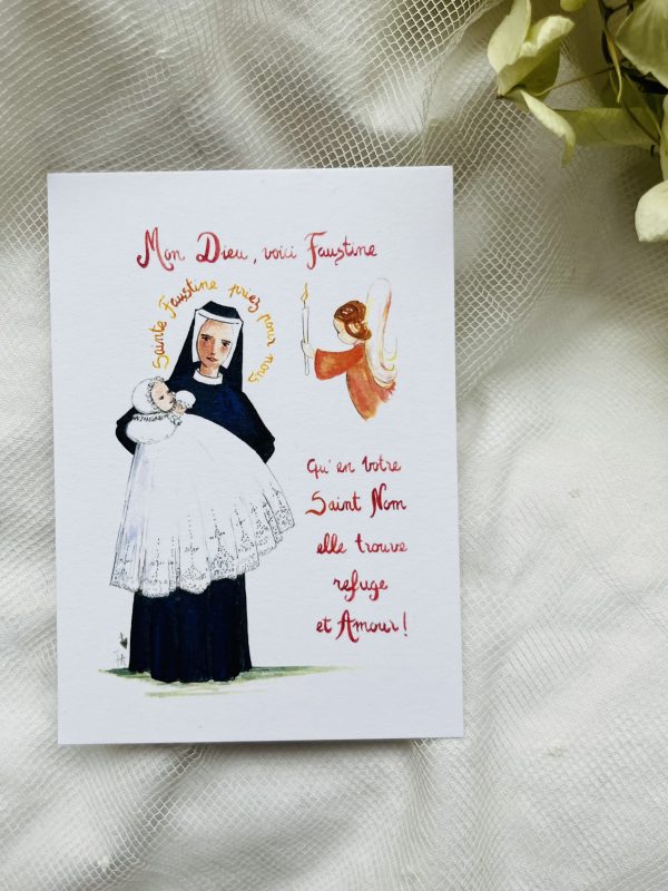 pack 30 images de baptême avec prénom sainte faustine