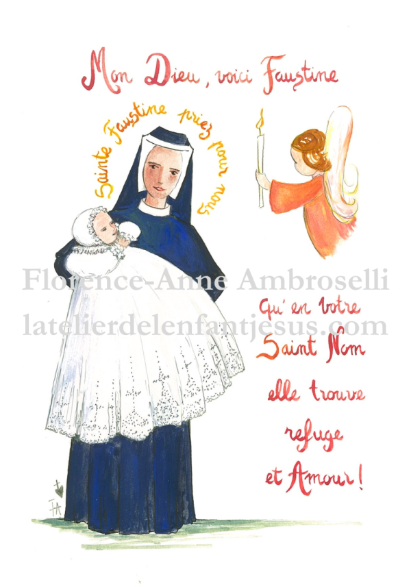 pack 30 images de baptême avec prénom sainte faustine