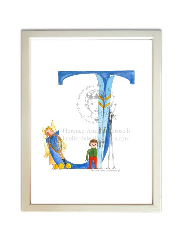 lettre illustrée j bleue à personnaliser