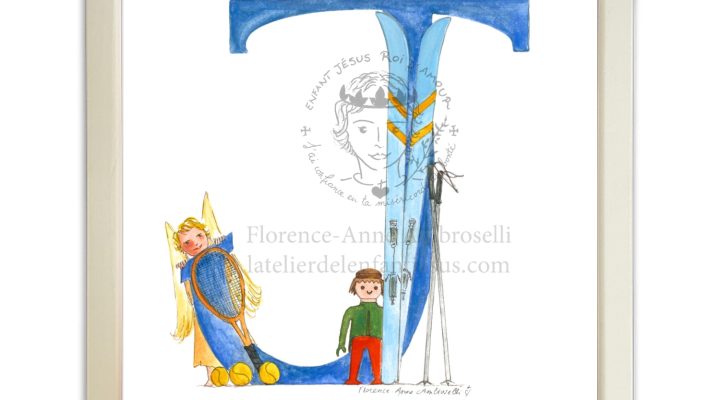 lettre illustrée j bleue à personnaliser