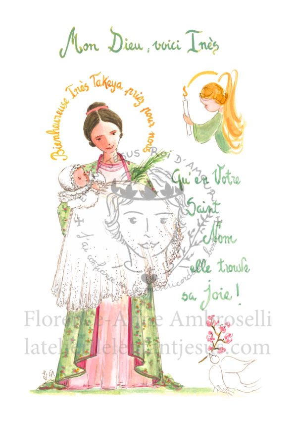 pack 30 images de baptême avec prénom bienheureuse inès takeya