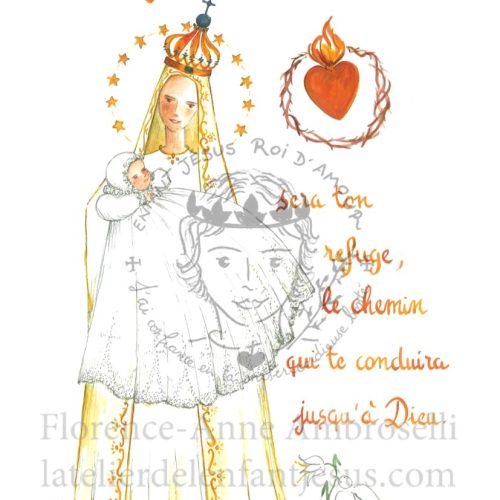 pack 30 images de baptême avec vierge marie de fatima et son coeur immaculé